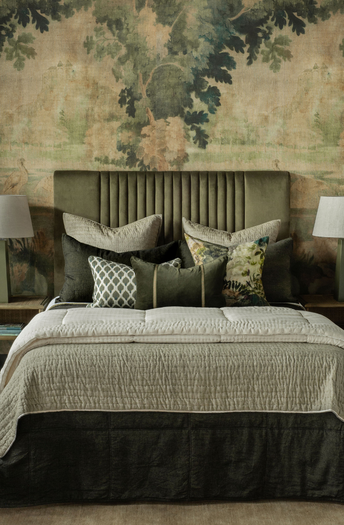 Bianca Lorenne Noma Midnight Moss Bedspread | Luxury Linen Bedspread NZ image 1